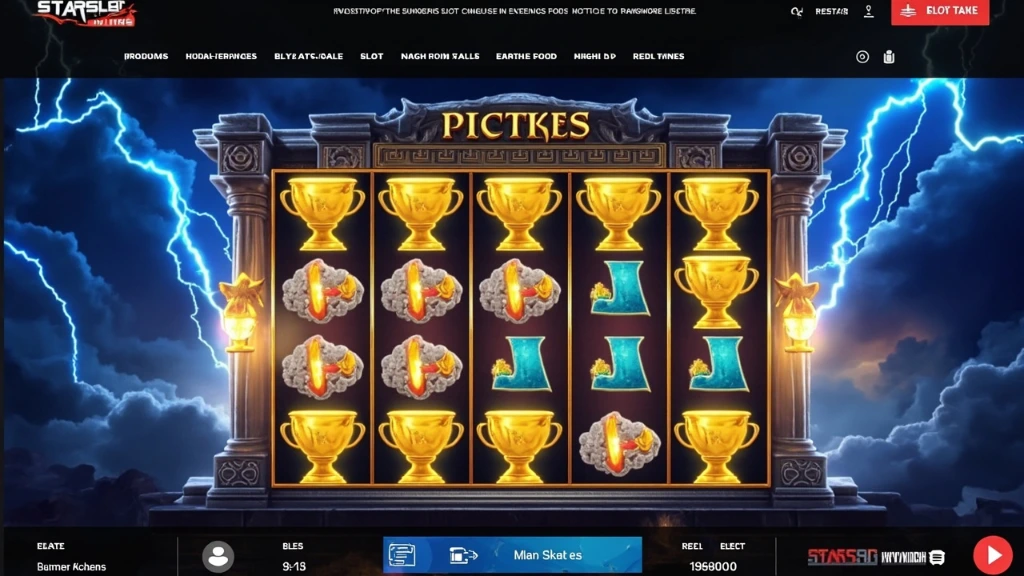 Greek-mythology themed slot reel layout with Zeus figure and lightning effects